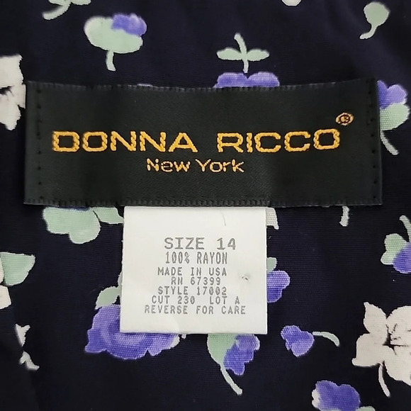 NWT Donna Ricco New York Vintage 80's Jumpsuit Navy Floral Print Size 14 - Picture 8 of 15